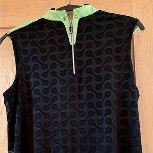 Jamie Sadock Black and Green Zip-Up golf shirt